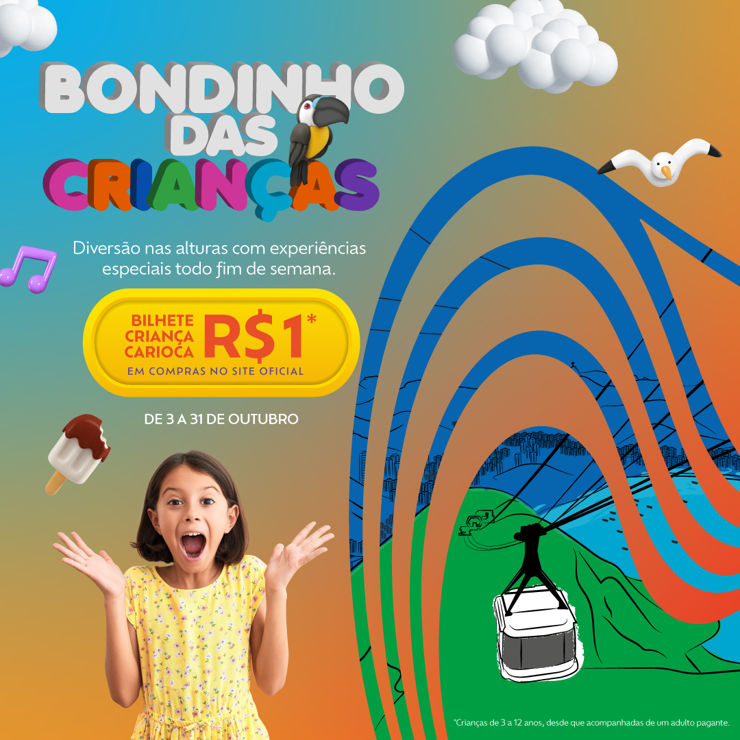 Dia das Crianças com promoção: bilhete a R$1 no Parque Bondinho em outubro!